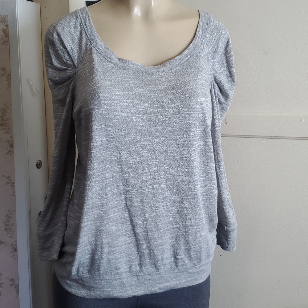 Free People Marled Grey Everyday Puff Sleeve Tops Size M